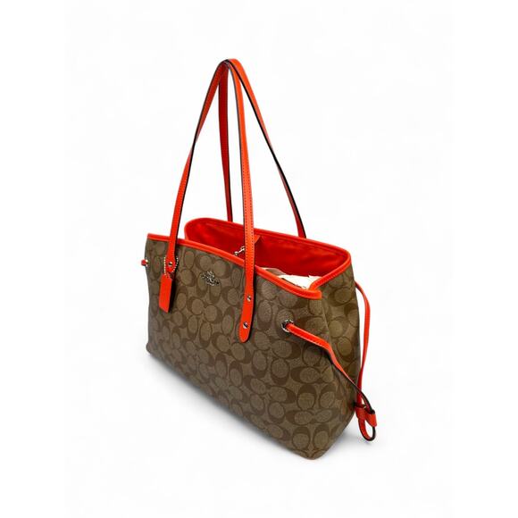 Coach Signature Coated Canvas Drawstring Carryall Bag - Picture 9 of 16